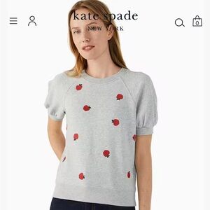 Kate Spade embroidered apple pullover, size medium